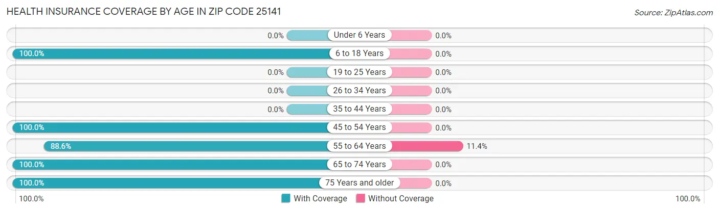 Health Insurance Coverage by Age in Zip Code 25141