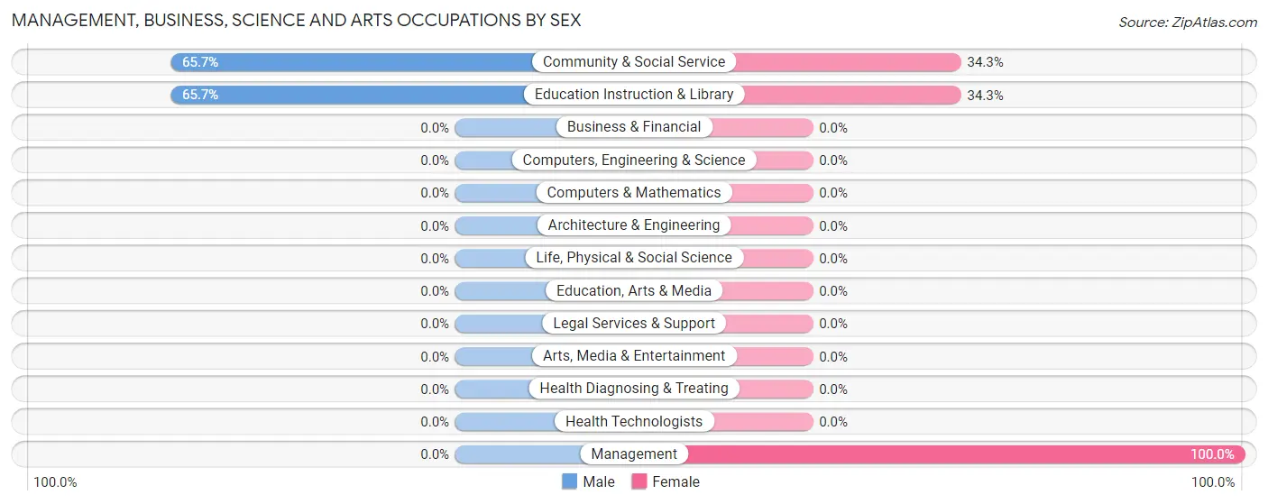 Management, Business, Science and Arts Occupations by Sex in Zip Code 25141