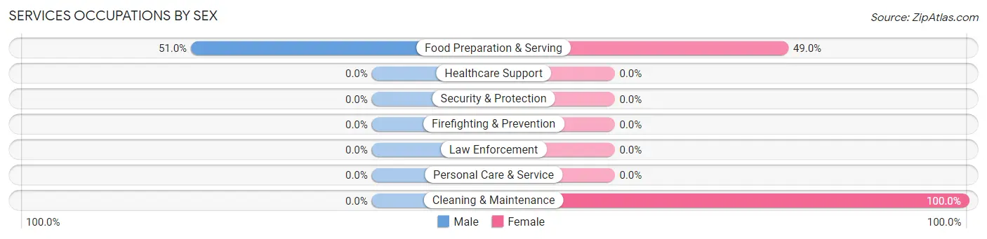 Services Occupations by Sex in Zip Code 25186