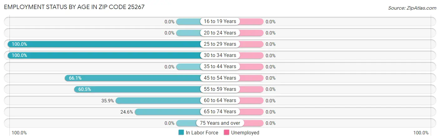 Employment Status by Age in Zip Code 25267