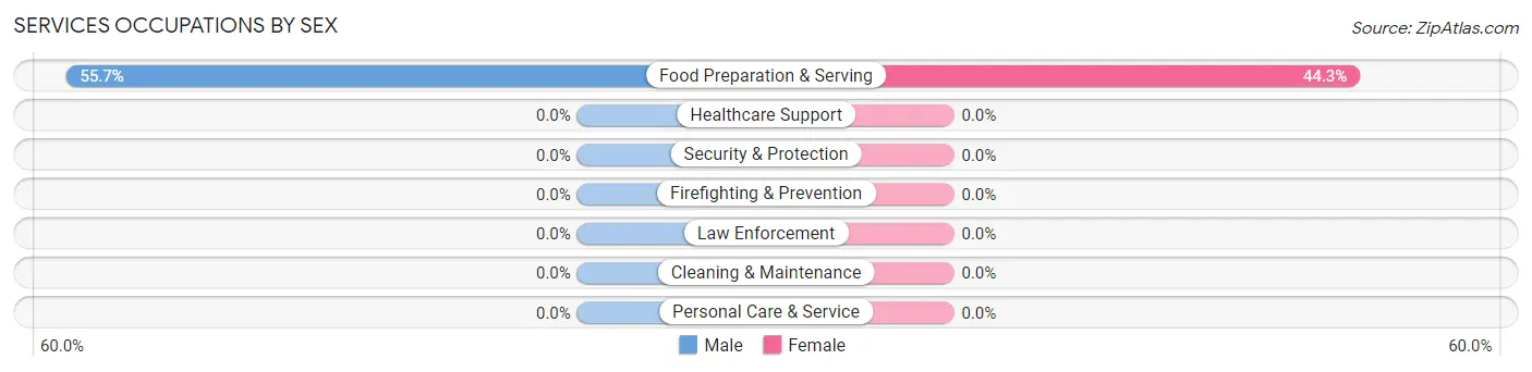 Services Occupations by Sex in Zip Code 25267