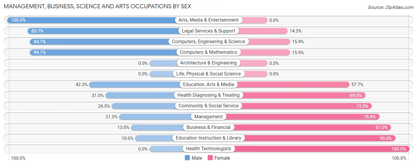 Management, Business, Science and Arts Occupations by Sex in Zip Code 25387