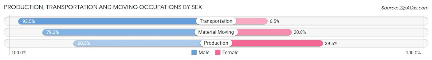 Production, Transportation and Moving Occupations by Sex in Zip Code 25404