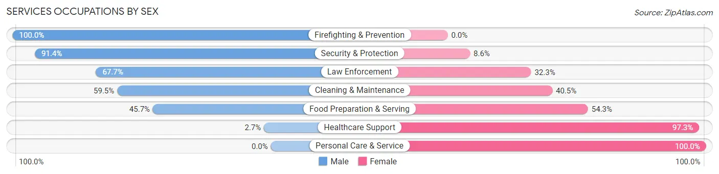 Services Occupations by Sex in Zip Code 25404
