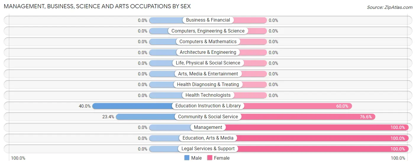 Management, Business, Science and Arts Occupations by Sex in Zip Code 25685