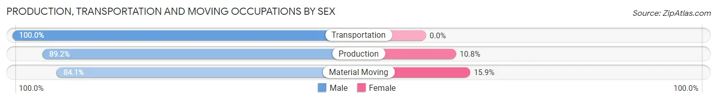 Production, Transportation and Moving Occupations by Sex in Zip Code 25704