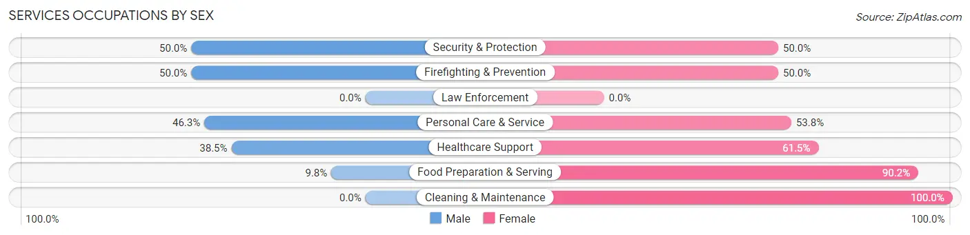 Services Occupations by Sex in Zip Code 25755