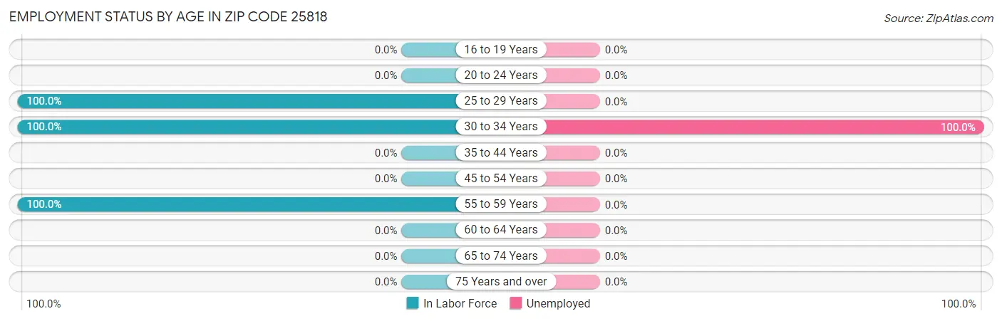 Employment Status by Age in Zip Code 25818