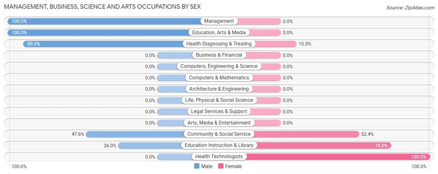 Management, Business, Science and Arts Occupations by Sex in Zip Code 25820