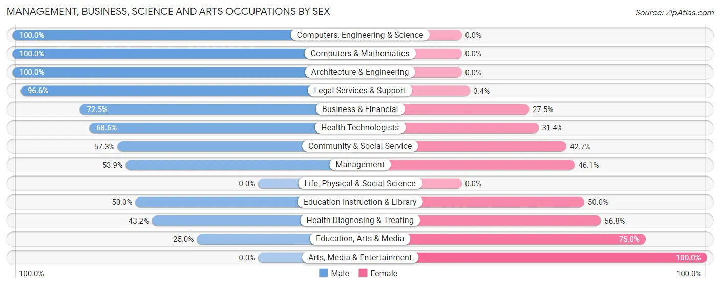 Management, Business, Science and Arts Occupations by Sex in Zip Code 25832