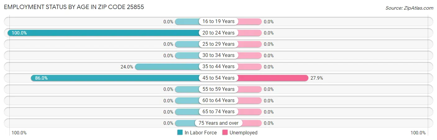 Employment Status by Age in Zip Code 25855