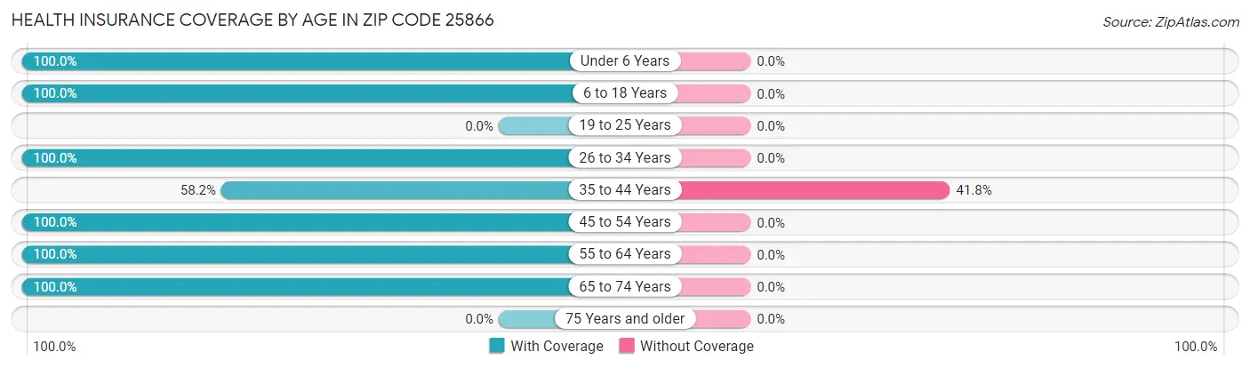 Health Insurance Coverage by Age in Zip Code 25866