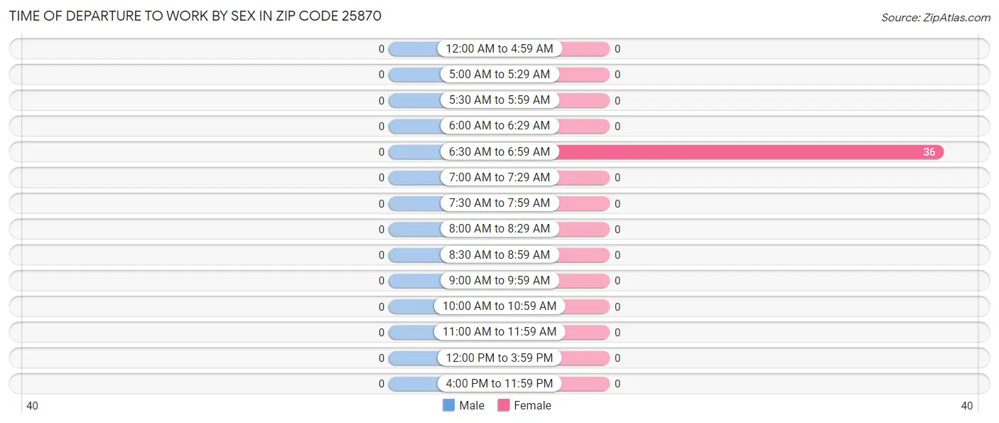 Time of Departure to Work by Sex in Zip Code 25870