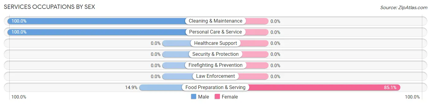 Services Occupations by Sex in Zip Code 25909