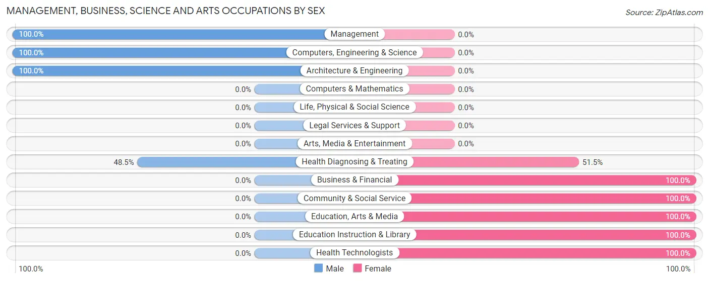 Management, Business, Science and Arts Occupations by Sex in Zip Code 25971