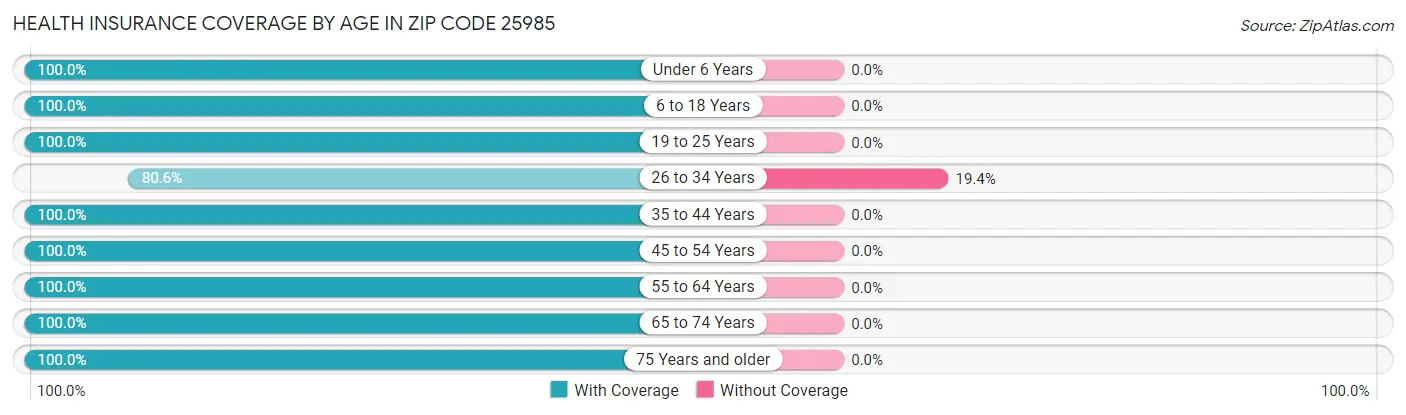 Health Insurance Coverage by Age in Zip Code 25985