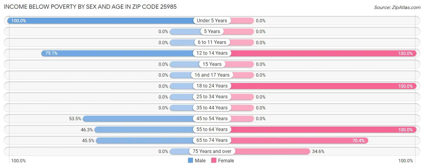 Income Below Poverty by Sex and Age in Zip Code 25985