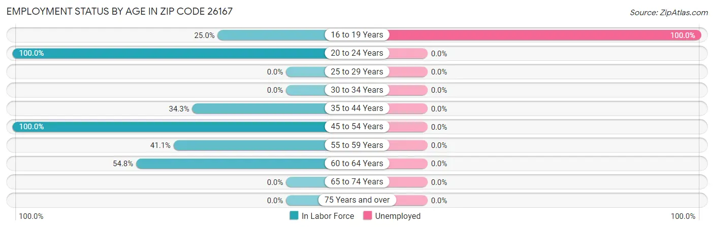 Employment Status by Age in Zip Code 26167