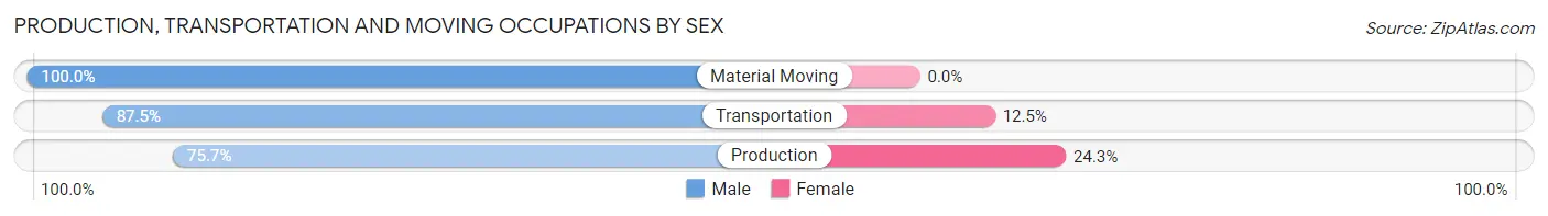 Production, Transportation and Moving Occupations by Sex in Zip Code 26280