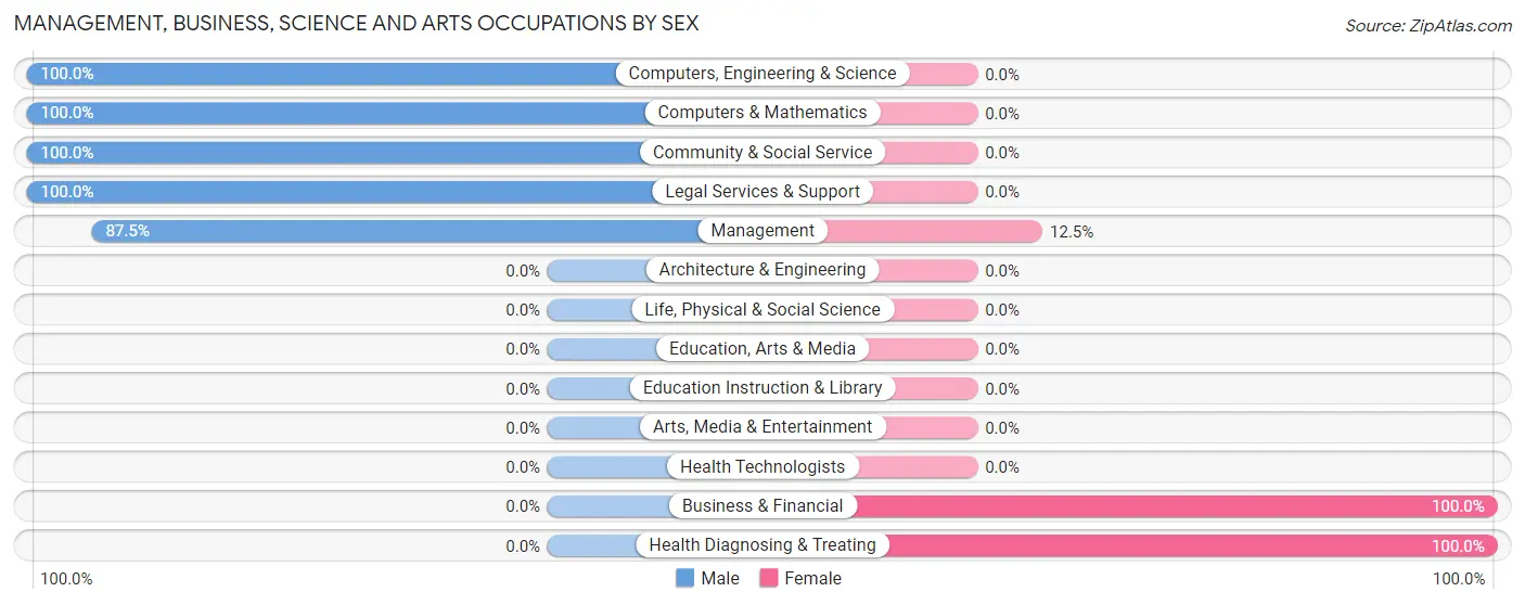 Management, Business, Science and Arts Occupations by Sex in Zip Code 26447