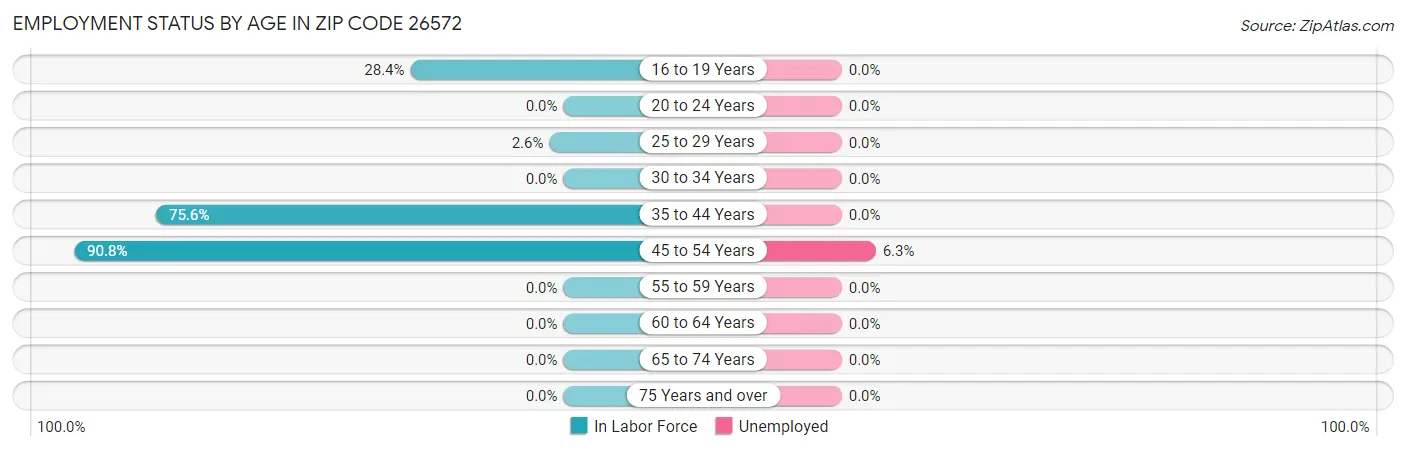 Employment Status by Age in Zip Code 26572