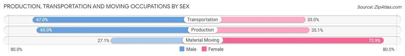 Production, Transportation and Moving Occupations by Sex in Zip Code 26836