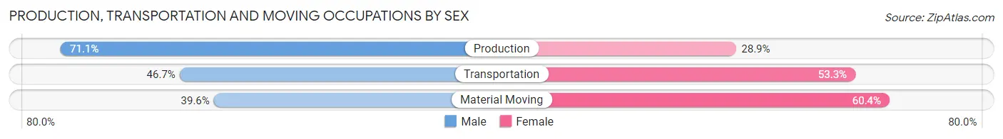 Production, Transportation and Moving Occupations by Sex in Zip Code 26851