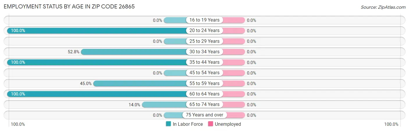 Employment Status by Age in Zip Code 26865