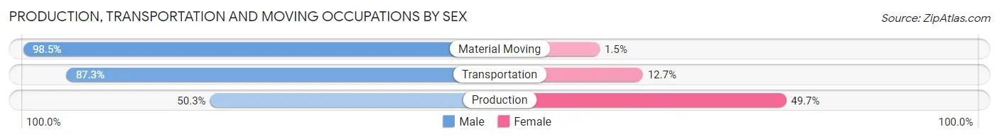 Production, Transportation and Moving Occupations by Sex in Zip Code 27025