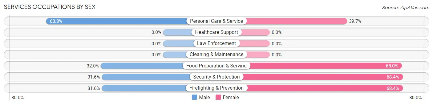 Services Occupations by Sex in Zip Code 27109