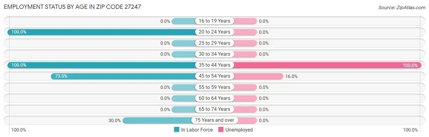 Employment Status by Age in Zip Code 27247