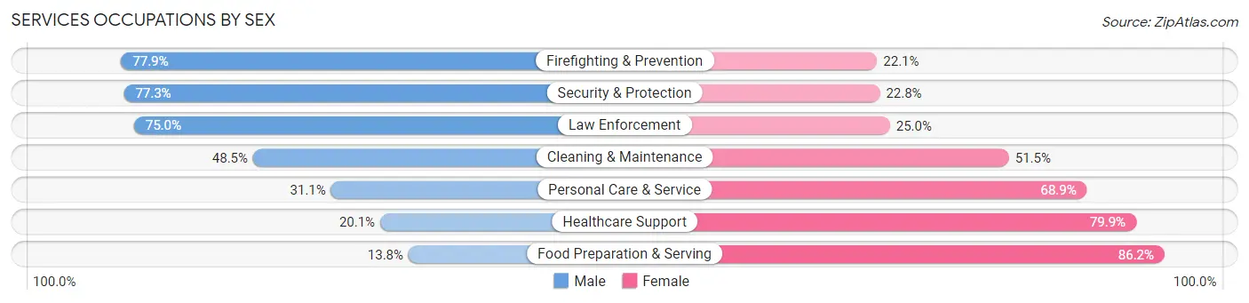 Services Occupations by Sex in Zip Code 27288