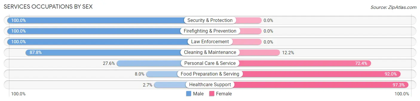 Services Occupations by Sex in Zip Code 27316