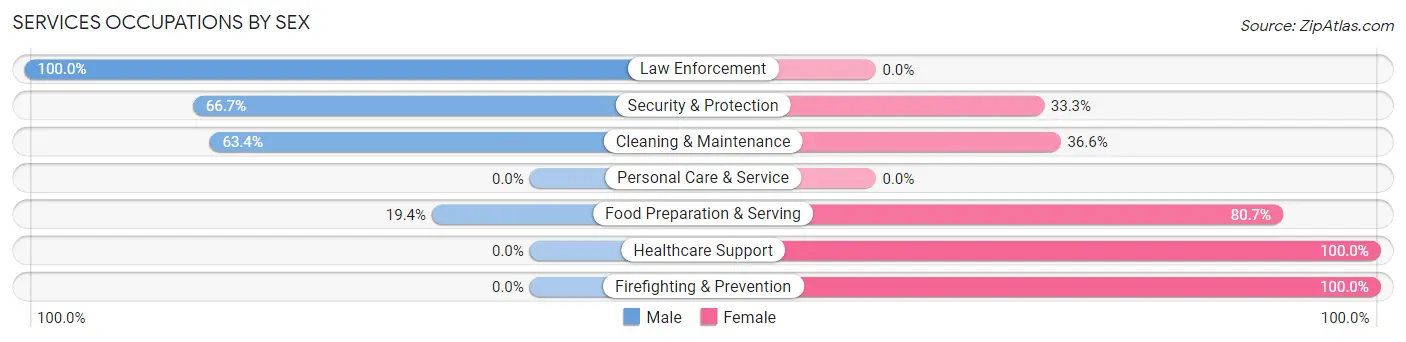 Services Occupations by Sex in Zip Code 27508