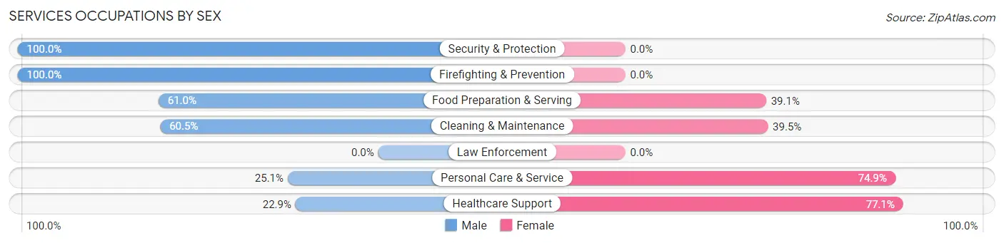 Services Occupations by Sex in Zip Code 27518