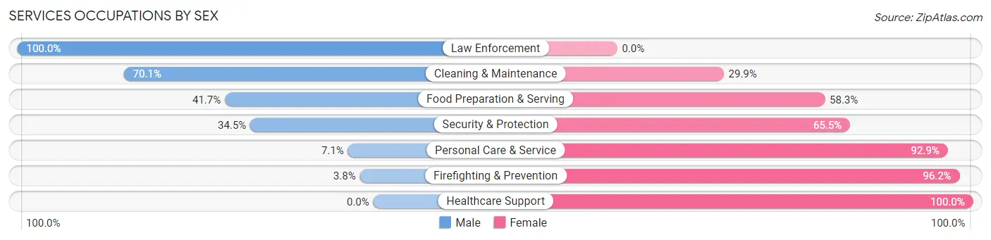 Services Occupations by Sex in Zip Code 27519