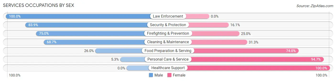 Services Occupations by Sex in Zip Code 27523