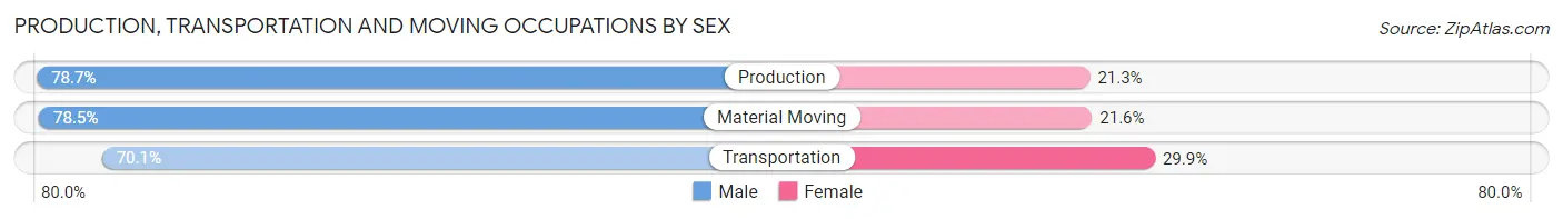 Production, Transportation and Moving Occupations by Sex in Zip Code 27606