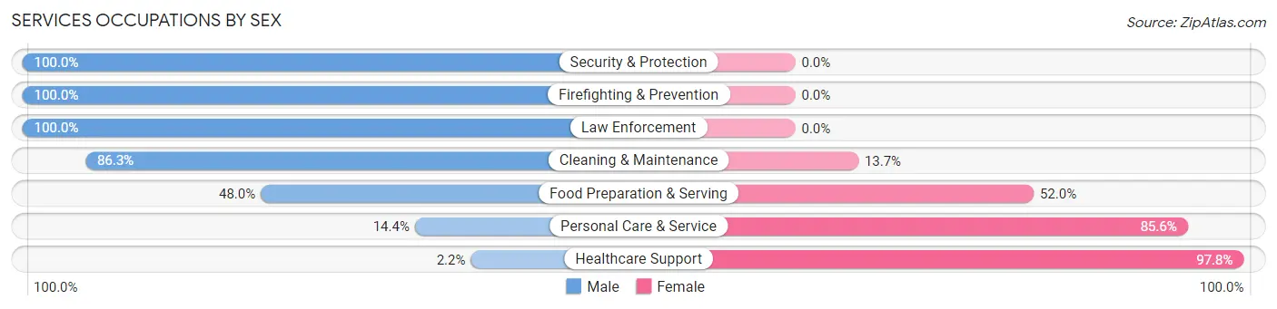 Services Occupations by Sex in Zip Code 28037