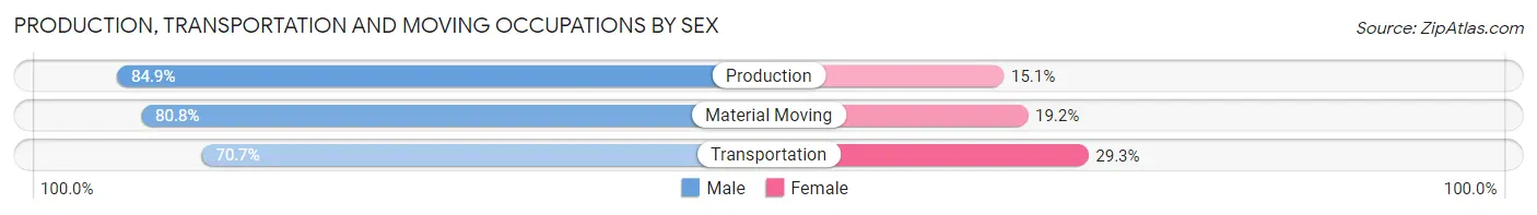 Production, Transportation and Moving Occupations by Sex in Zip Code 28134