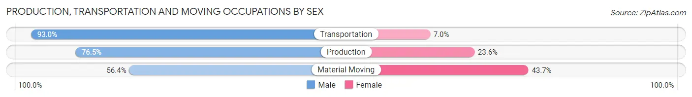 Production, Transportation and Moving Occupations by Sex in Zip Code 28138