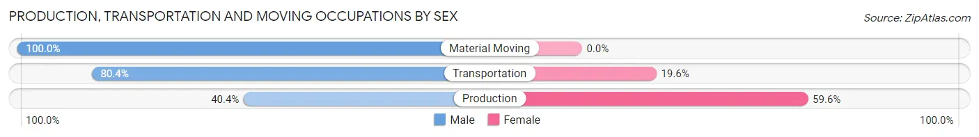 Production, Transportation and Moving Occupations by Sex in Zip Code 28202