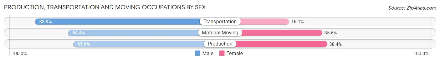 Production, Transportation and Moving Occupations by Sex in Zip Code 28215