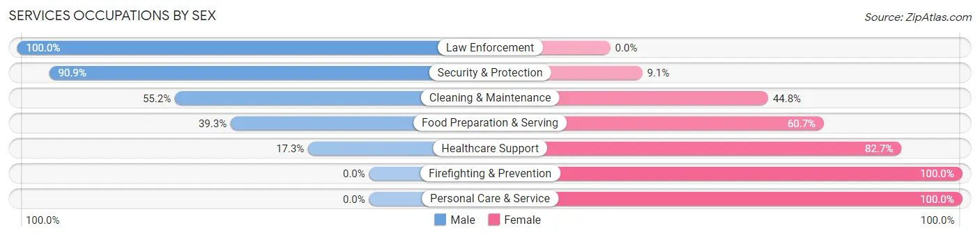 Services Occupations by Sex in Zip Code 28307