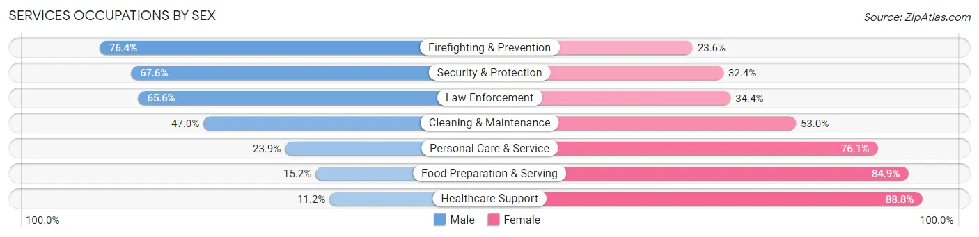 Services Occupations by Sex in Zip Code 28326