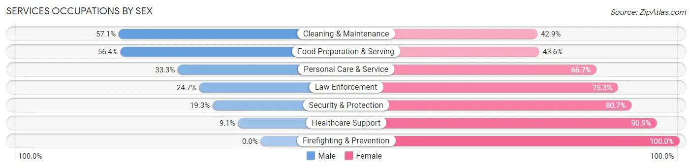 Services Occupations by Sex in Zip Code 28333