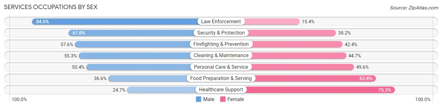 Services Occupations by Sex in Zip Code 28334