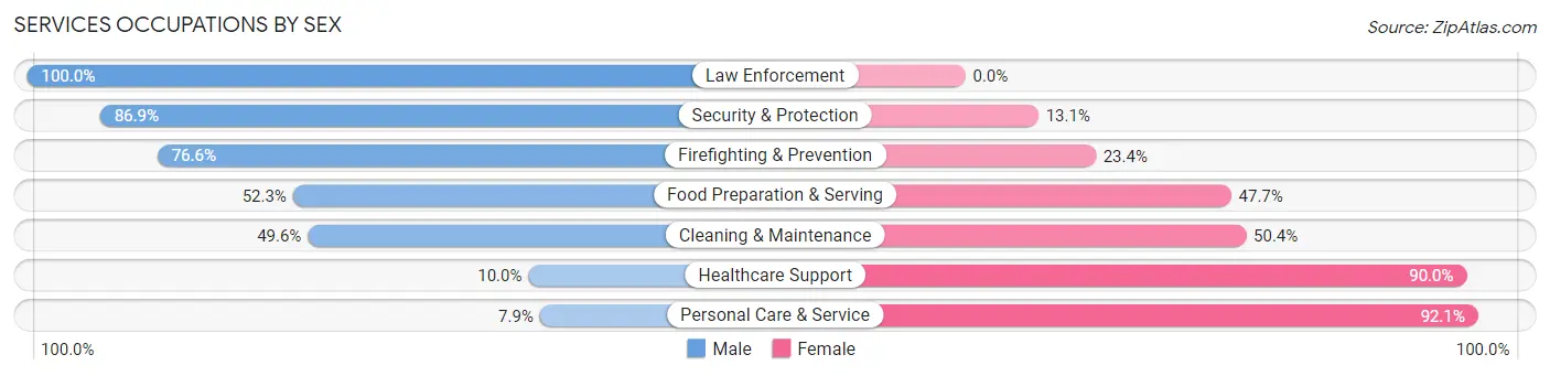 Services Occupations by Sex in Zip Code 28401