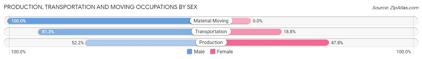Production, Transportation and Moving Occupations by Sex in Zip Code 28469