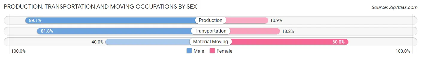 Production, Transportation and Moving Occupations by Sex in Zip Code 28510